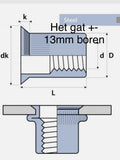 Verzonken Blindklinkmoeren m10 voor plaatdikte 1.5-4.5mm